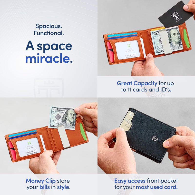 TRAVANDO Mens Wallet with Money Clip AUSTIN RFID Blocking Bifold Credit Card Holder for Men with Gift Box - Image 3
